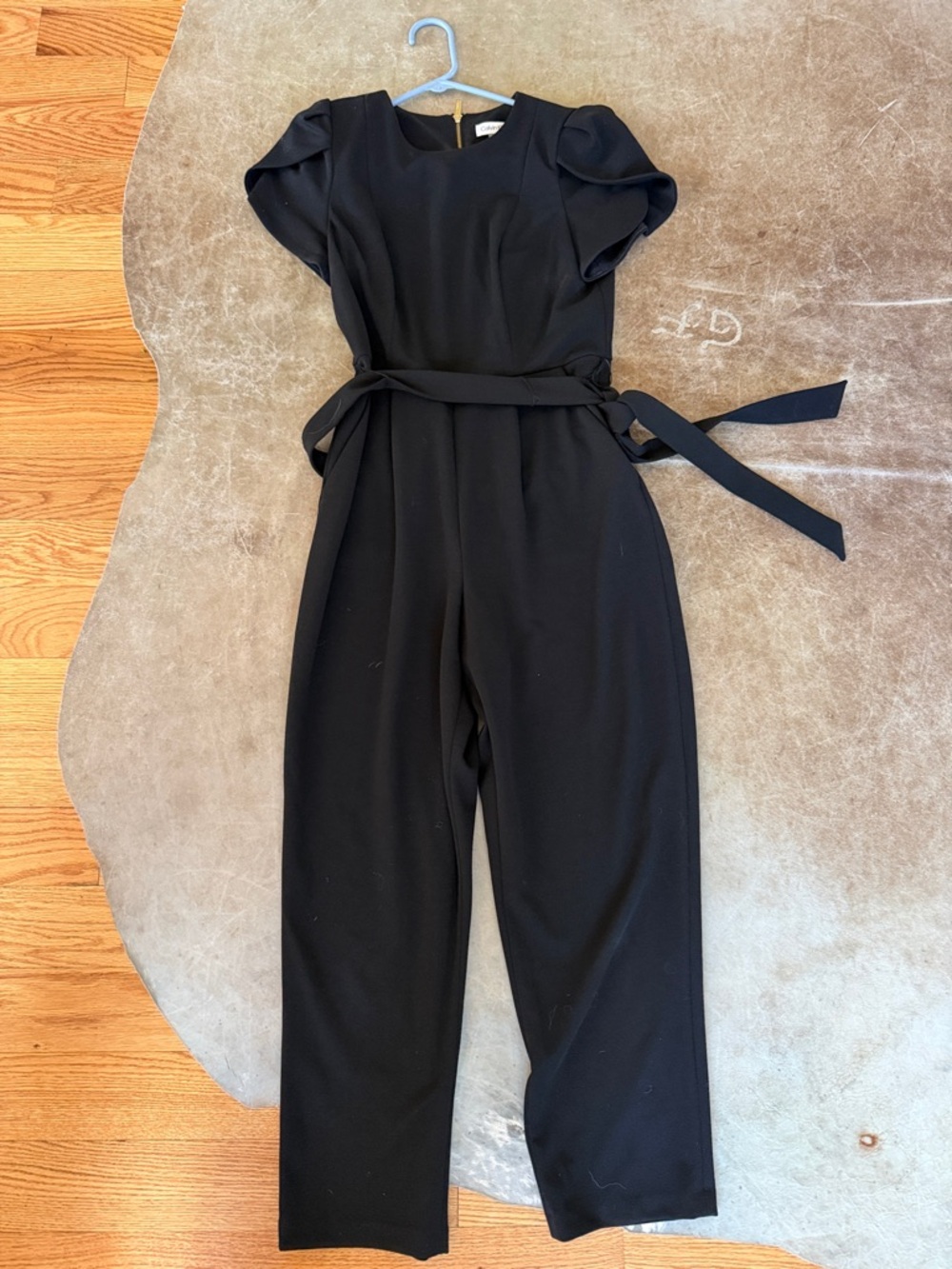 Calvin Klein Black Short Sleeve Tie-Waist Jumpsuit